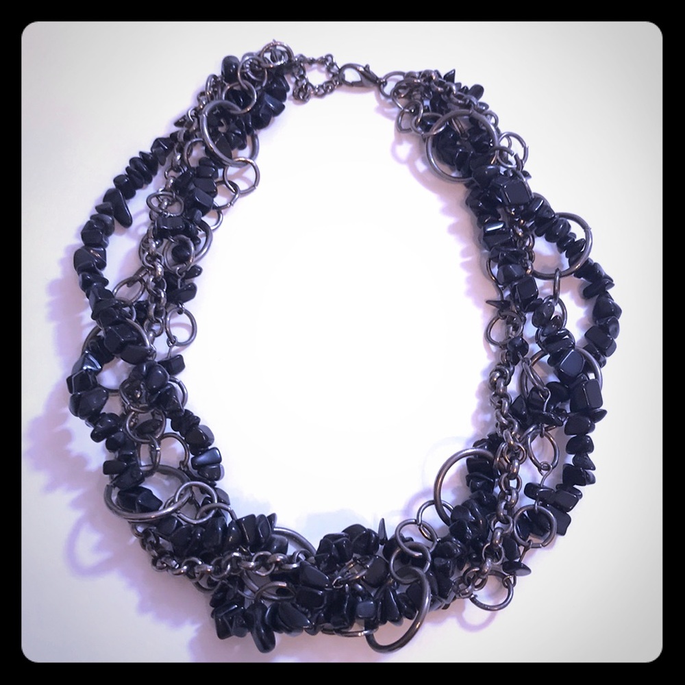3 stranded necklace or chocker withchain & beads